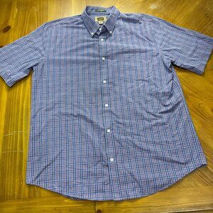 Foundry Supply Co Purple Blue Plaid Short Sleeve Button-Up XLT Shirt